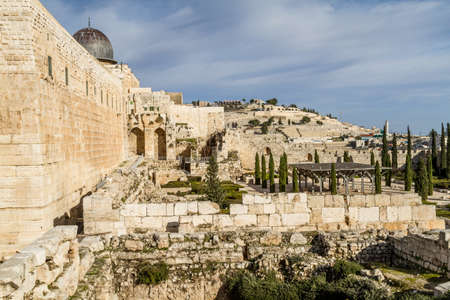 JERUSALEM, ISRAEL - JANUARY 5: Al-Aqsa Mosque, Temple Mount in Old City of Jerusalem, Israel on January 5, 2016のeditorial素材