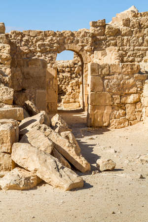 The ruins of the ancient city. Shivta, Nabataean Town on the ancient spice route in the Negev Desert, Israelの写真素材