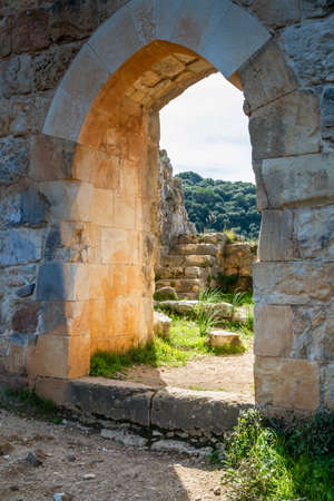The ruins of the Montfort Castle in the mountainous area of the Upper Galilee, Israelの写真素材