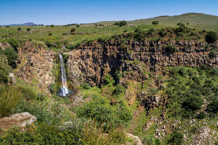 Gamla Waterfall the highest waterfall in Israel in Gamla nature reserveの写真素材
