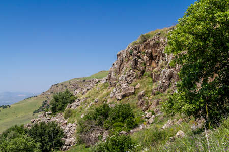 Mountain landscape, view of the hills in the Gamla Nature Reserve in Israel
