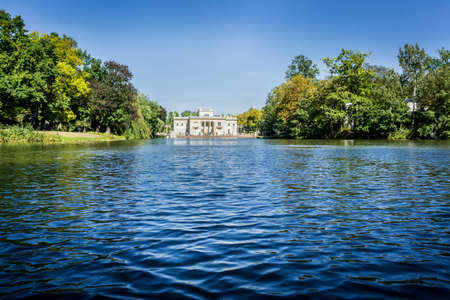 WARSAW, POLAND - SEPTEMBER 27: View of the Lazienki Palace, the Palace on the Water in Lazienki Park or Royal Baths Park in Warsaw, Poland on September 27, 2016のeditorial素材