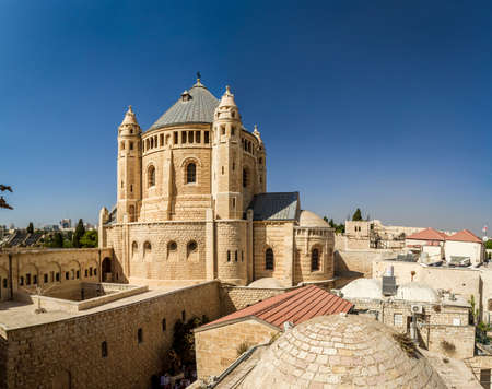 JERUSALEM, ISRAEL - OCTOBER 5: Exterior view of Dormition Abbey in Jerusalem, Israel on October 5, 2016のeditorial素材