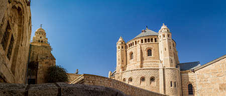 JERUSALEM, ISRAEL - OCTOBER 5: Exterior view of Dormition Abbey in Jerusalem, Israel on October 5, 2016のeditorial素材