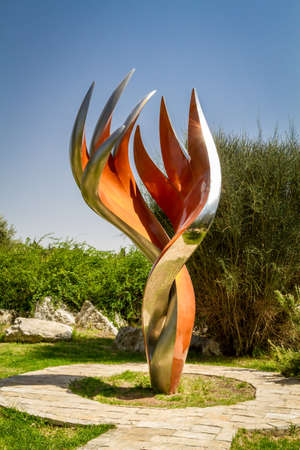 JERUSALEM, ISRAEL - OCTOBER 5: The Etzioni Flame sculpture by Gidon Graetz in memory of the etzioni brigade fighters, Bloomfield Garden in Jerusalem, Israel on October 5, 2016のeditorial素材