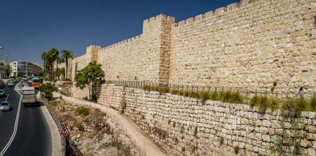 JERUSALEM, ISRAEL - OCTOBER 5: Part of the western wall of the Old City of Jerusalem, near the Jaffa Gate in Jerusalem Israel on October 5, 2016のeditorial素材
