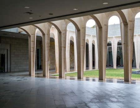 GALILEE, ISRAEL - DECEMBER 3: The inner courtyard in Domus Galileae on the Mount of Beatitudes near the Sea of Galilee in Galilee, Israel on December 3, 2016のeditorial素材
