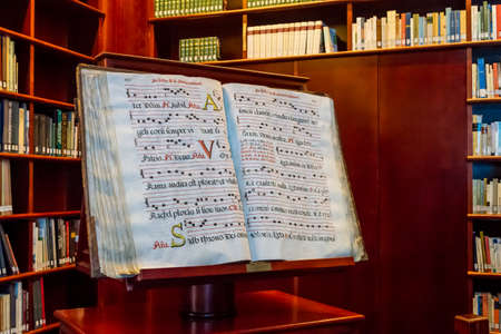 GALILEE, ISRAEL - DECEMBER 3: Library in Domus Galileae on the Mount of Beatitudes near the Sea of Galilee in Galilee, Israel on December 3, 2016のeditorial素材