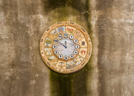 Wall Clock, names of the twelve tribes of Israel, Western Wall in Jerusalem