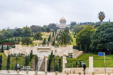 HAIFA, ISRAEL - DECEMBER 16: View of the Bahai gardens and Shrine of the Bab on Mount Carmel in Haifa, Israel on December 16, 2016のeditorial素材