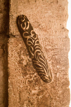 The mezuzah on the Zion Gate in Jerusalem, Israelの写真素材