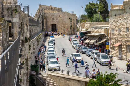 JERUSALEM, ISRAEL - MAY 9: View of the Zion Gate inside the walls of the Old City of Jerusalem, Israel on May 9, 2016のeditorial素材