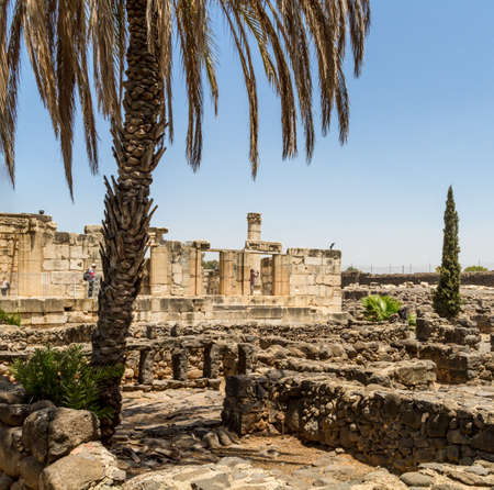 Archaeological site Capernaum, Sea of Galilee in Israelの写真素材
