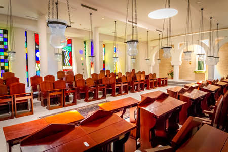 GALILEE, ISRAEL - JUNE 24: Interior of the Sanctuary of the Word in Domus Galilaeae on the Mount of Beatitudes near the Sea of Galilee, Israel on June 24, 2017のeditorial素材