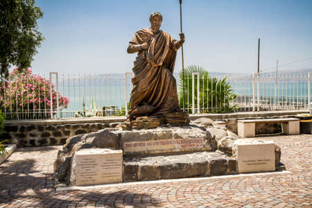 The sculpture of the Apostle Peter in Capernaum, Israelのeditorial素材