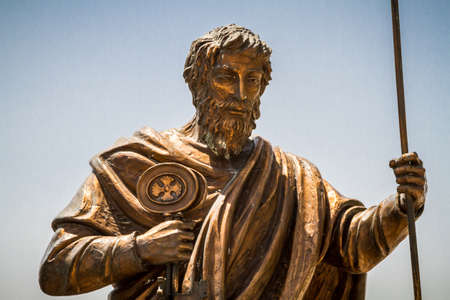The sculpture of the Apostle Peter in Capernaum, Israelのeditorial素材