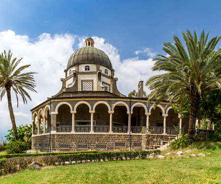 The Church Of The Beatitudes where Jesus preached the Sermon on the Mount.の写真素材
