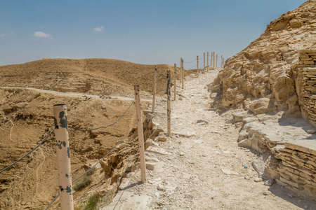 Trail near the monastery of Saint George of Choziba in Judaean Desert in the Holy Land, Israelの写真素材