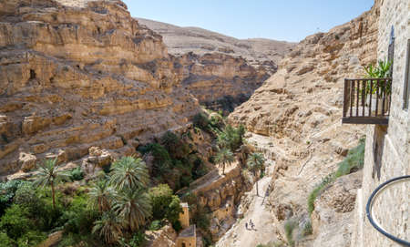 The monastery of Saint George of Choziba in Judaean Desert near Jericho in the Holy Land, Israelの写真素材