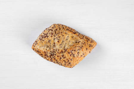 Full grain bread isolated on white background, top view, copy space.の写真素材