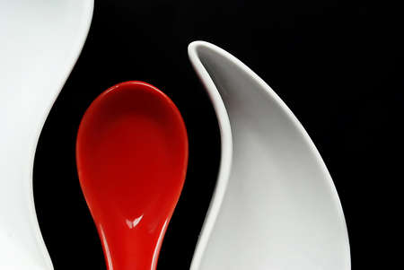 Sauce bowls and asian spoonの写真素材