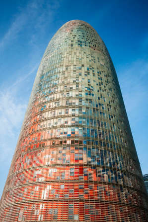 Torre Agbar Tower in Barcelona, Spain, September 2016の写真素材