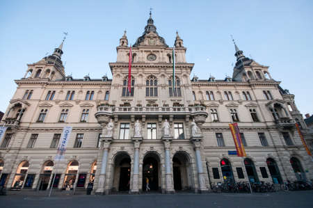 GRAZ, AUSTRIA: Graz city hall - The Hauptplatz (main square) of Graz, Styria, Austria, June 2017のeditorial素材