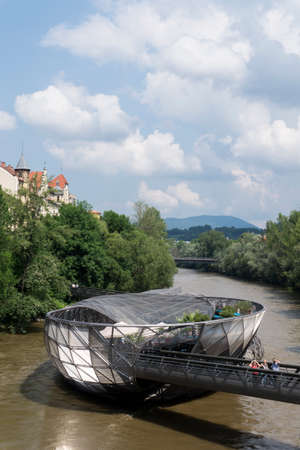 Murinsel island in Graz, Styria, Austria, Europe, June 2017のeditorial素材