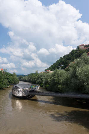 Murinsel island in Graz, Styria, Austria, Europe, June 2017のeditorial素材