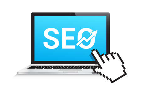 Search Engine Optimization SEO Laptop Hand Pointerのイラスト素材