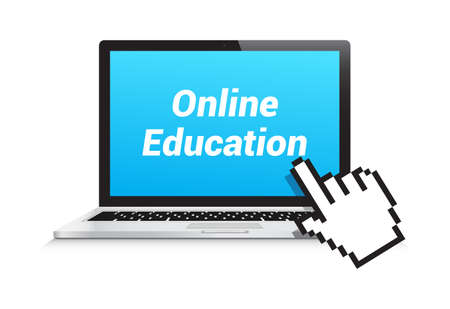 Online Education Laptop Hand Pointerのイラスト素材