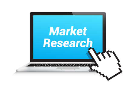 Market Research Laptop Hand Pointerのイラスト素材