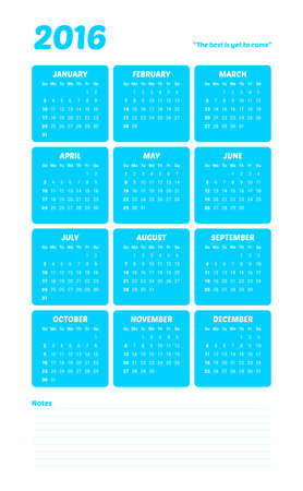 Calendar 2016 Sunday Firstのイラスト素材