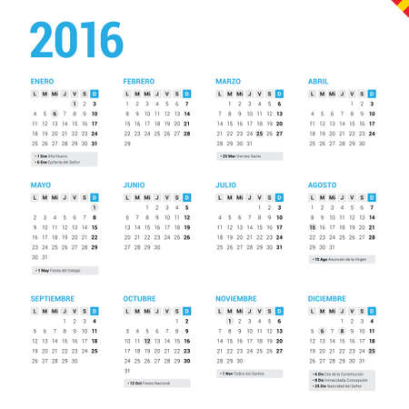 Calendar 2016 Spain with Holidaysのイラスト素材
