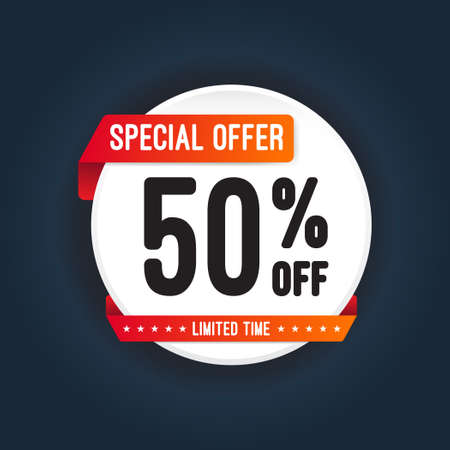 Special Offer 50 Off Round Stickerのイラスト素材