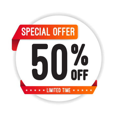 Special Offer 50 Off Round Stickerのイラスト素材