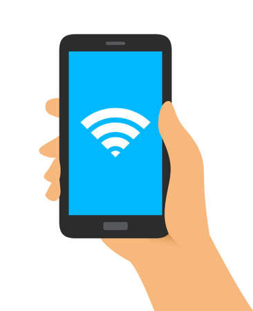 Hand Holding Phone Wi-fi Iconのイラスト素材