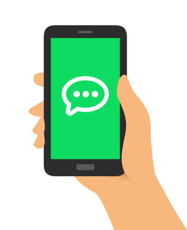 Hand Holding Phone Message Iconのイラスト素材