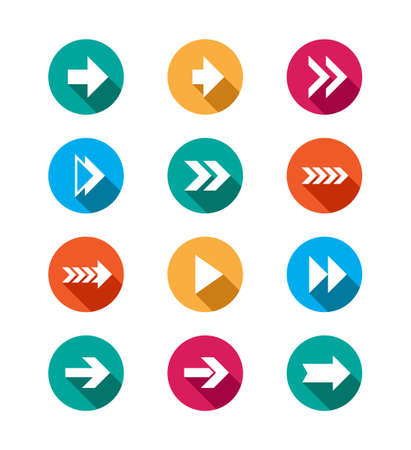 Arrows Long Shadow Vector Iconsのイラスト素材