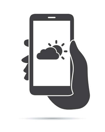 Hand Holding Phone Weather Iconのイラスト素材