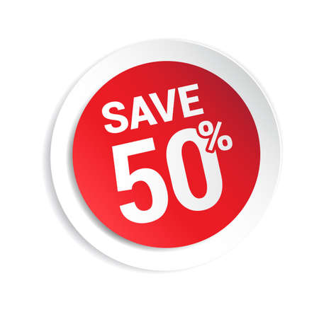 Save 50% Stickerのイラスト素材