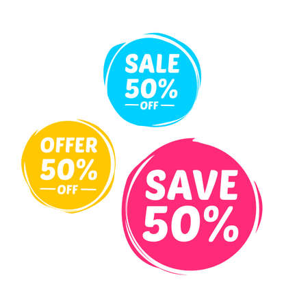 Offer, Sale & Save 50% Marksのイラスト素材
