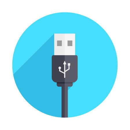 USB Black Connector Long Shadow Iconのイラスト素材