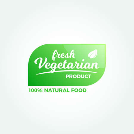 Fresh Vegetarian Natural Food Labelのイラスト素材