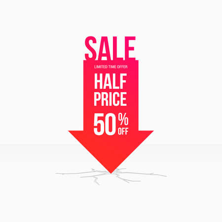 Sale Half Price 50% Off Down Arrow Tagのイラスト素材