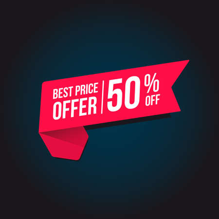 Best Price Offer 50% Off Tag banner illustration designのイラスト素材