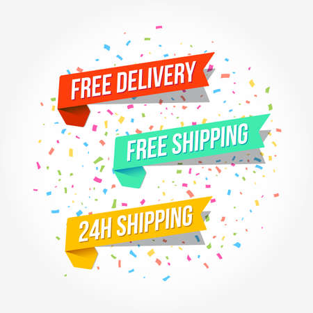 Free Delivery, Free Shipping & 24 Hours Shipping Tagsのイラスト素材