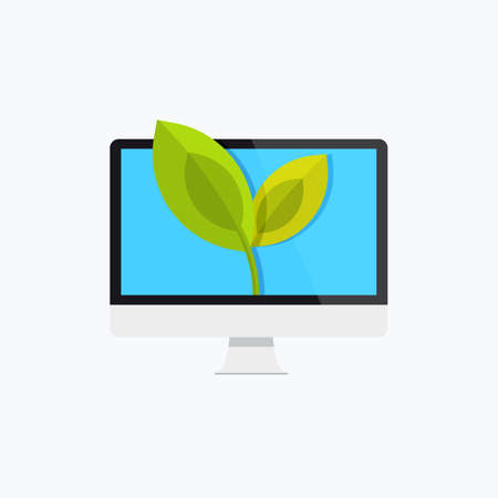 Computer Leaf Vector Iconのイラスト素材