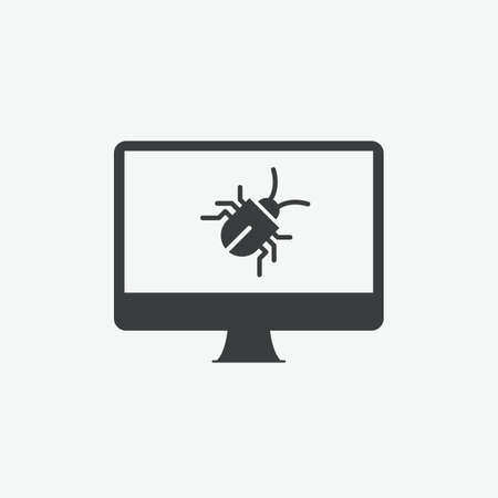 Illustration of a bug on a computer vector iconのイラスト素材