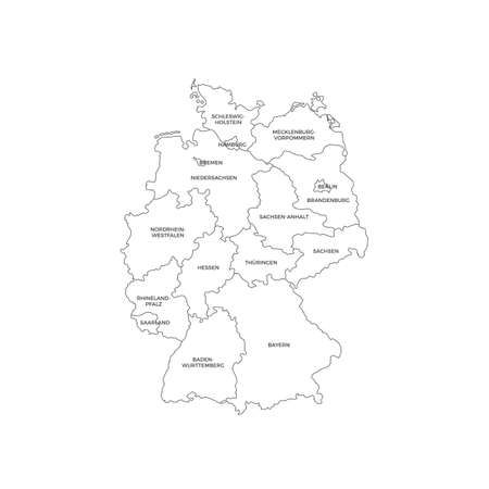 Germany Regions Map Line Vectorのイラスト素材
